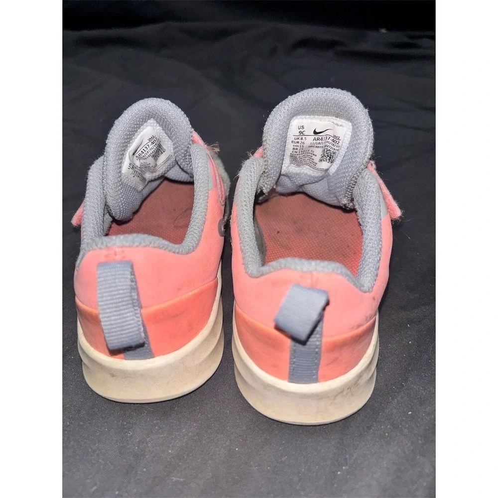 Nike Downshifter 9 Toddler Girls Sneakers Gray Pink Hook & Loop Size 9C
